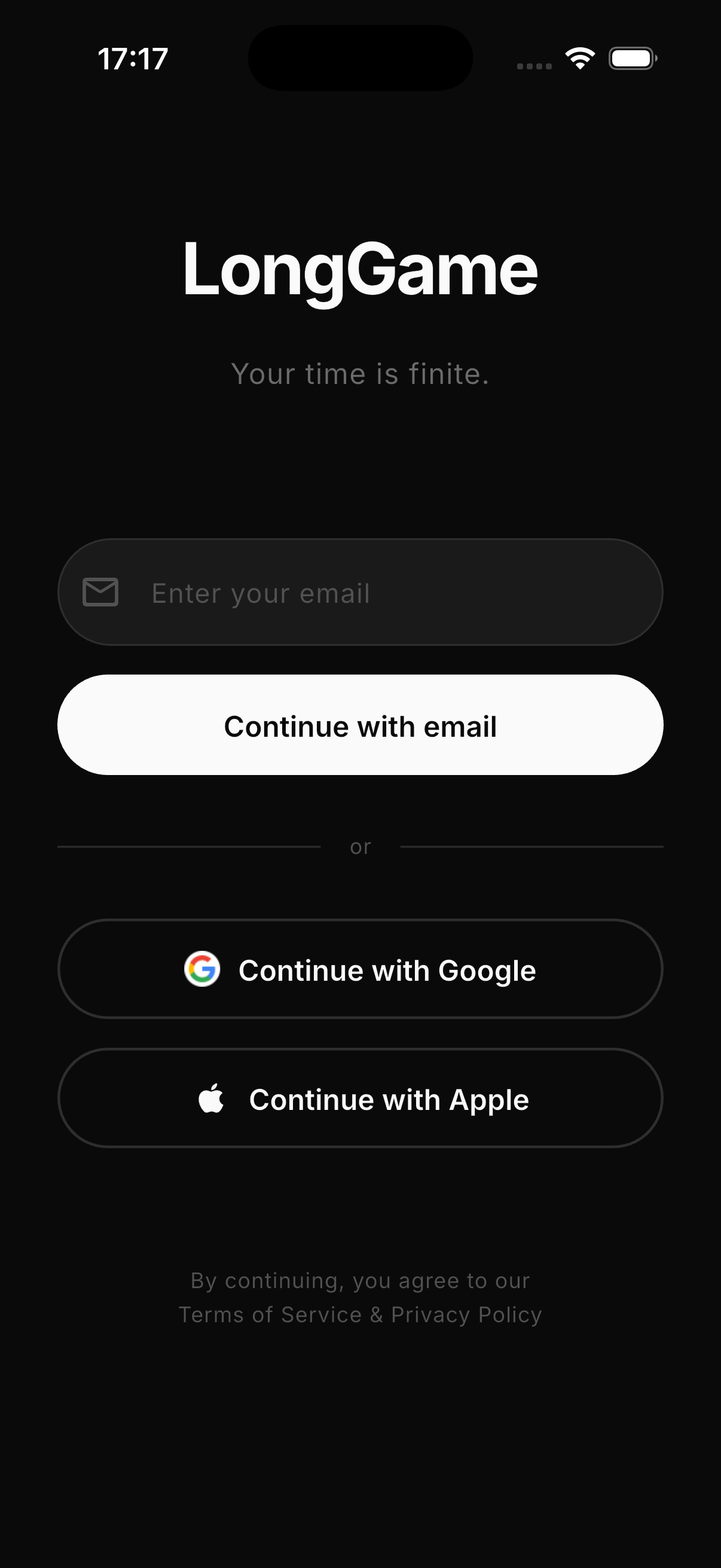 LongGame — Sign Up